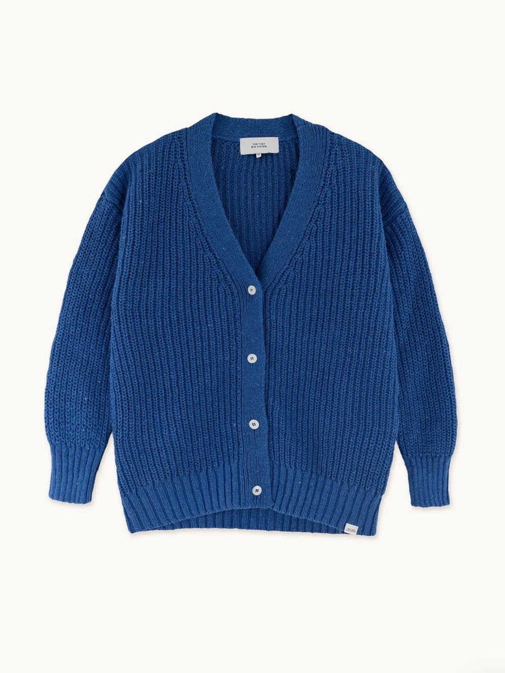 Tiny Big Sister Sofia Button-Up Cotton Cardigan in Blue